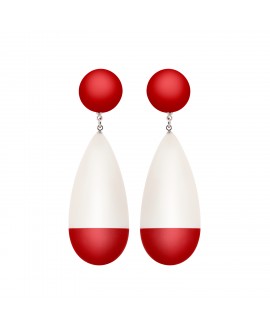 Boucles d'oreilles blanche et rouge rétro - Marion Godart