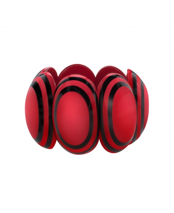 Bracelet élastique noir et rouge en résine - Marion Godart