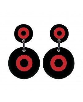 Boucles d'oreilles Cible Noir et rouge à clip 70' Marion Godart