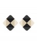 Boucles d'oreilles losange damier noir et ivoire - Marion Godart