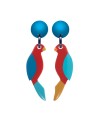 boucles d'oreilles à clip perroquet bleu en résine- Marion Godart