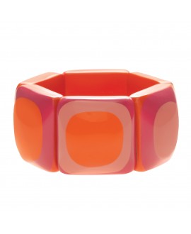 Bracelet élastique carré rose et orange en resine  - Marion Godart