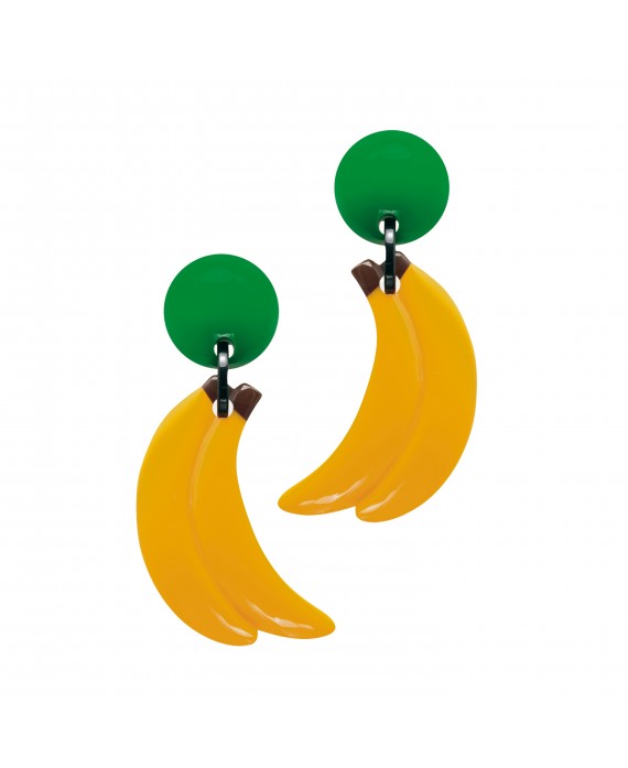 Boucles d'oreilles banane à clip en résine - Marion Godart