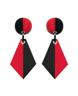Boucles d'oreilles duo noir et rouge en résine marion godart