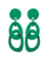 Boucles d'oreilles double anneaux en resine vert marion godart