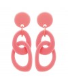 Boucles d'oreilles double anneaux en resine rose pastel marion godart