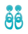 Boucles d'oreilles double anneaux en resine turquoise pastel marion godart