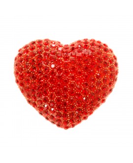 Broche Coeur rouge strass