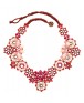 Collier plastron rouge et rose en strass